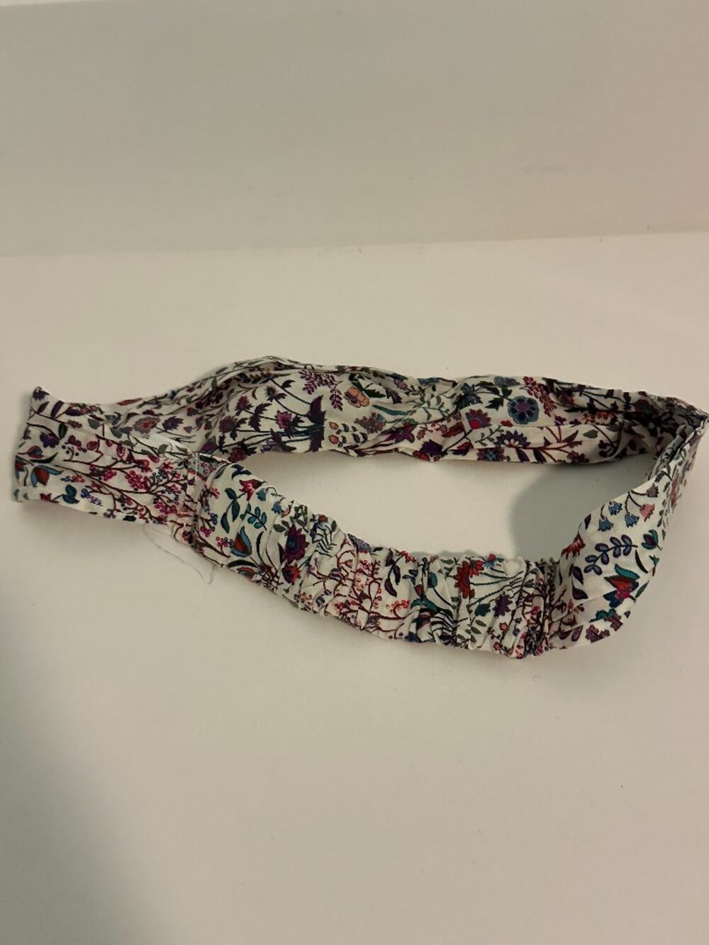 J.Crew Floral Twist Headband Ivory Multicolor Elastic Back
